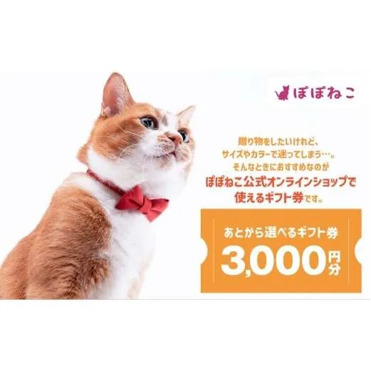 ぽぽねこギフト券(封筒タイプ)3,000円分「共通返礼品」 商品券 オンラインショップ 猫 ネコ