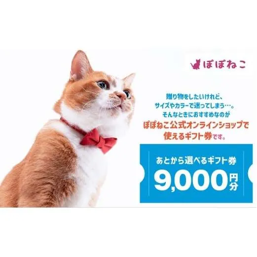 ぽぽねこギフト券（封筒タイプ）9,000円分「共通返礼品」  商品券 オンラインショップ 猫 ネコ