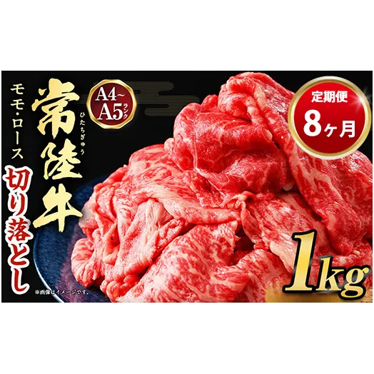 【定期便 8ヶ月】【常陸牛】切り落とし1kg（茨城県共通返礼品 茨城県産）