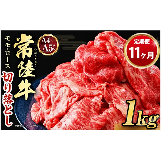 【定期便 11ヶ月】【常陸牛】切り落とし1kg（茨城県共通返礼品 茨城県産）