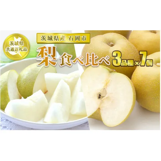 【先行予約】梨3品種×7個【茨城県共通返礼品 石岡市】 梨 なし 果物 フルーツ 3品種×7個 合計21個 お取り寄せ
※2025年8月下旬～10月下旬頃に順次発送予定