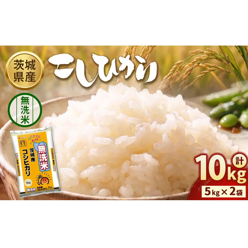 【令和8年産】茨城コシヒカリ【無洗米】 10kg（5kg×2袋） | お米 米 無洗米 こしひかり 茨城県産 白米 ブランド米 小分け