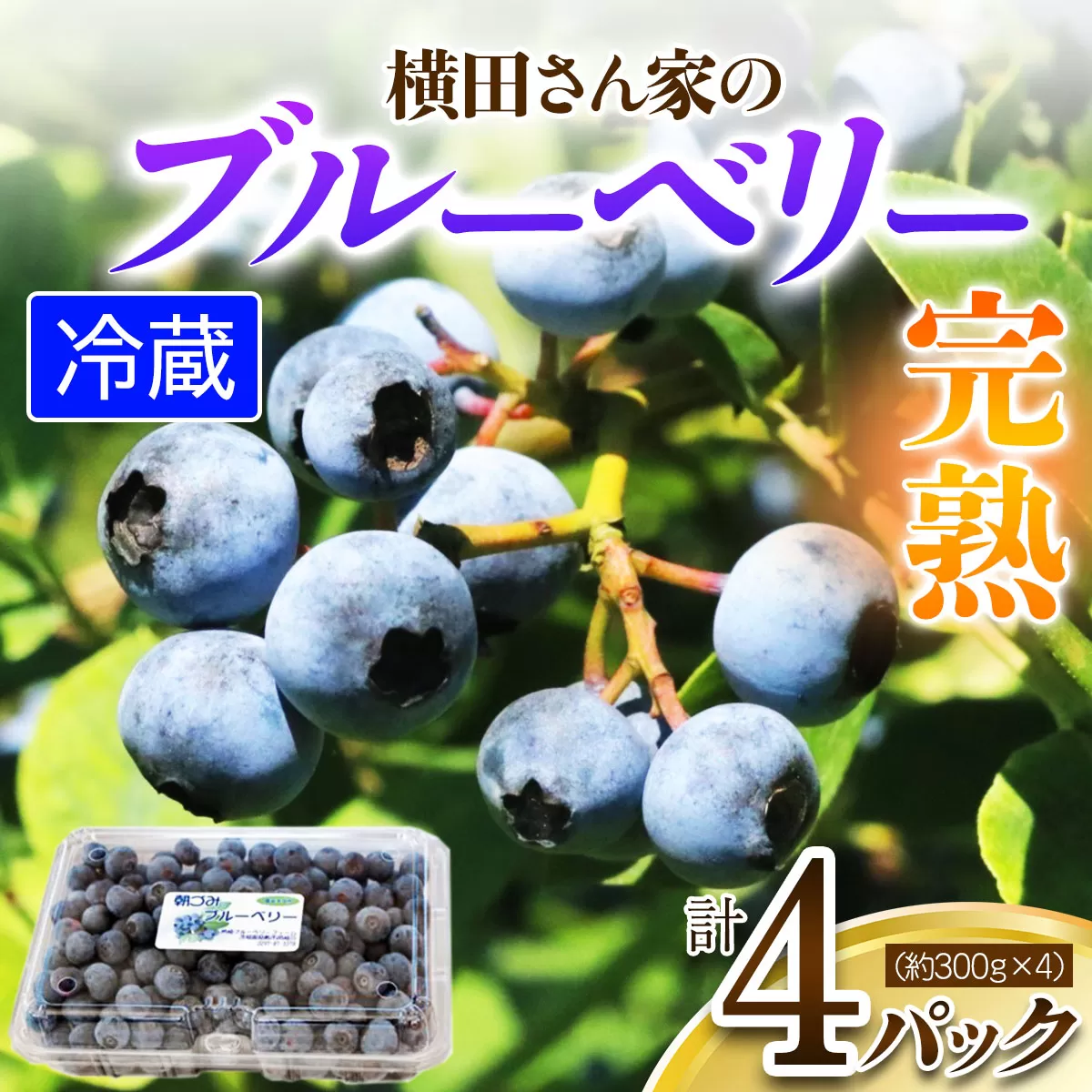 横田さん家の完熟ブルーベリー 4パック (約300g×4)｜果物 くだもの フルーツ スイーツ 旬ジャム ヨーグルト [1606]