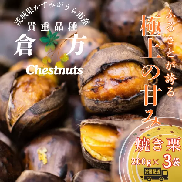 【先行受付】甘さ抜群!貴重品種『倉方』の焼き栗　200g×3セット【配送不可地域：離島】【1092660】