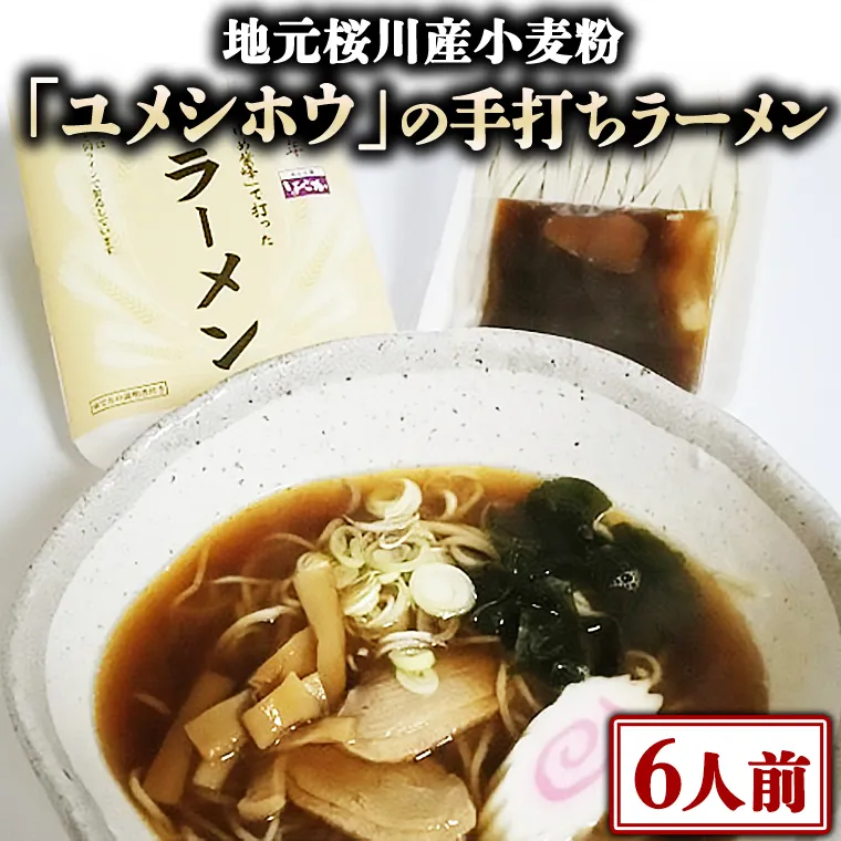 【 手打ち ラーメン ・ ６人前セット 】 地元 桜川産 小麦粉 「 ユメシホウ 」 使用 手打ち 生ラーメン ラーメン [AN003sa]