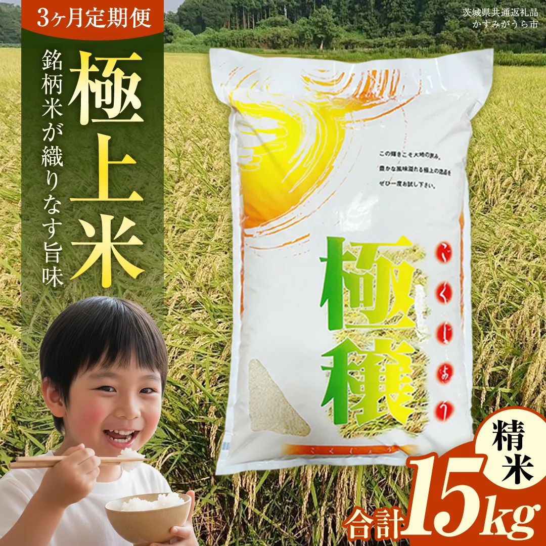 【 令和7年産 】 【 3ヶ月 定期便 】 極上ふるさと米 精米 5kg × 3回 ( 合計 15kg ) (茨城県共通返礼品 かすみがうら市) スピード 最短 7日 すぐ届く すぐ発送 スピード発送 早い 新米 米 ごはん もっちり 甘い コメ お米 白米 コシヒカリ こしひかり あきたこまち にじのきらめき ミルキークイーン オールインワン米 [EX033sa]