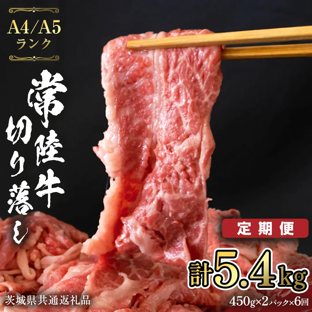 常陸牛 切り落とし 900g (450g×2袋) × 6回  定期便 牛肉 国産牛 和牛 切落し お肉 A4ランク A5ランク ブランド牛 切り落し すき焼き 小分け 冷凍 【 6ヶ月 定期便 】（茨城県共通返礼品） [CD016sa]
