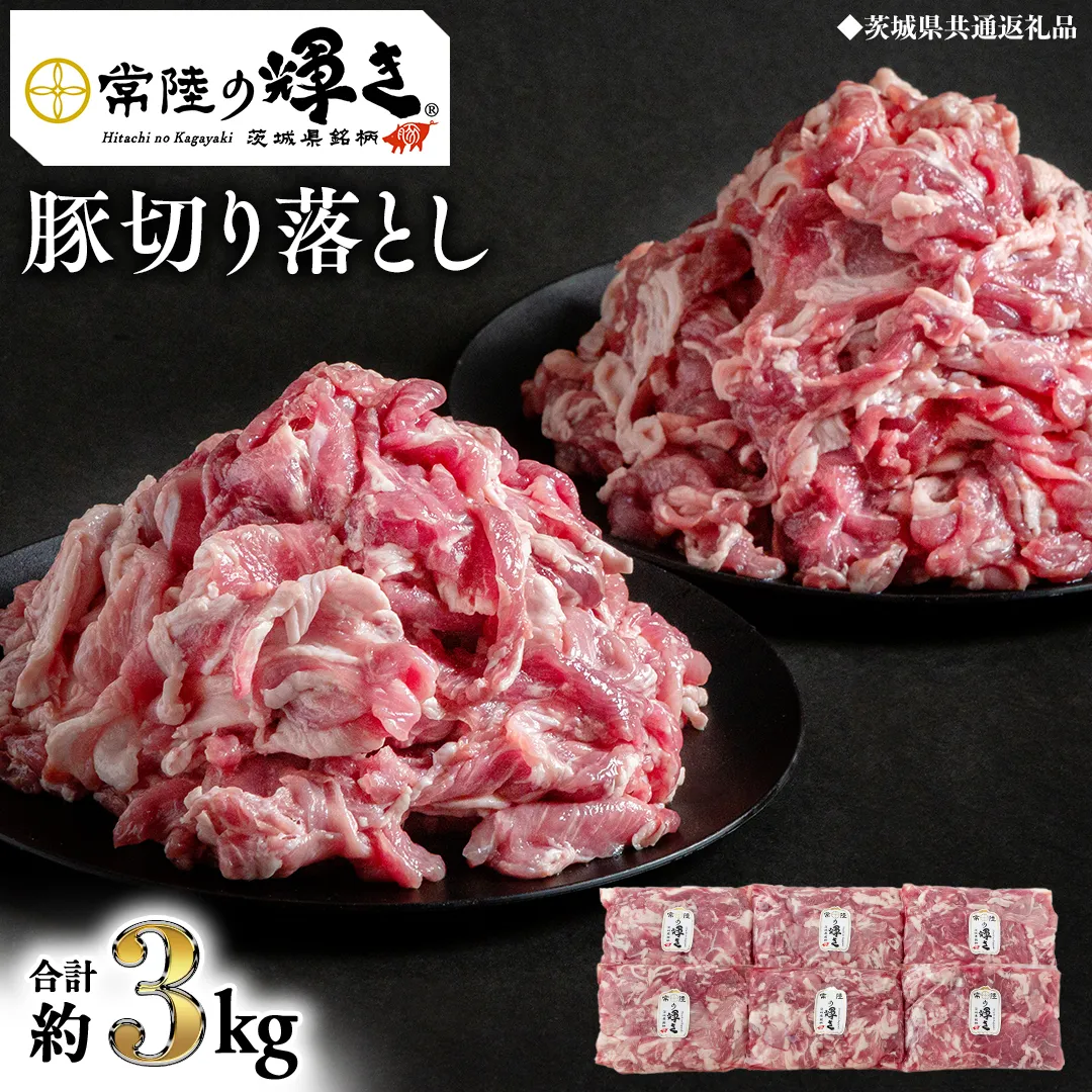 【 常陸の輝き 】 豚 切り落とし 500g×6パック （ 約3kg ） (茨城県共通返礼品) 国産 国内産 豚肉 ポーク 豚こま 小間切れ カレー 焼きそば 炒め物 贈り物 ギフト [ET07-NT]