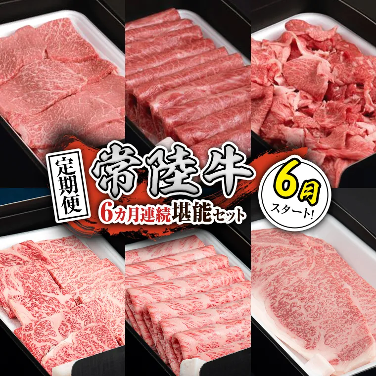 【定期便】【令和8年6月スタート】【全6回】『常陸牛』人気6か月堪能セット（6か月連続でお届け） お肉 肉 牛肉 ステーキ サーロイン 赤身 切り落とし 霜降り カルビ [BX56-NT]
