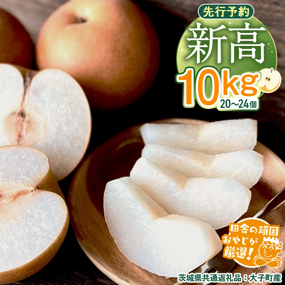 梨 新高 10kg（20～26個）【2026年10月より発送開始】（茨城県共通返礼品 [梨]：大子町産）田舎の頑固おやじが厳選！ なし 新高梨 和梨 フルーツ 果物 くだもの 高糖度 ギフト 茨城 [BI307-NT]