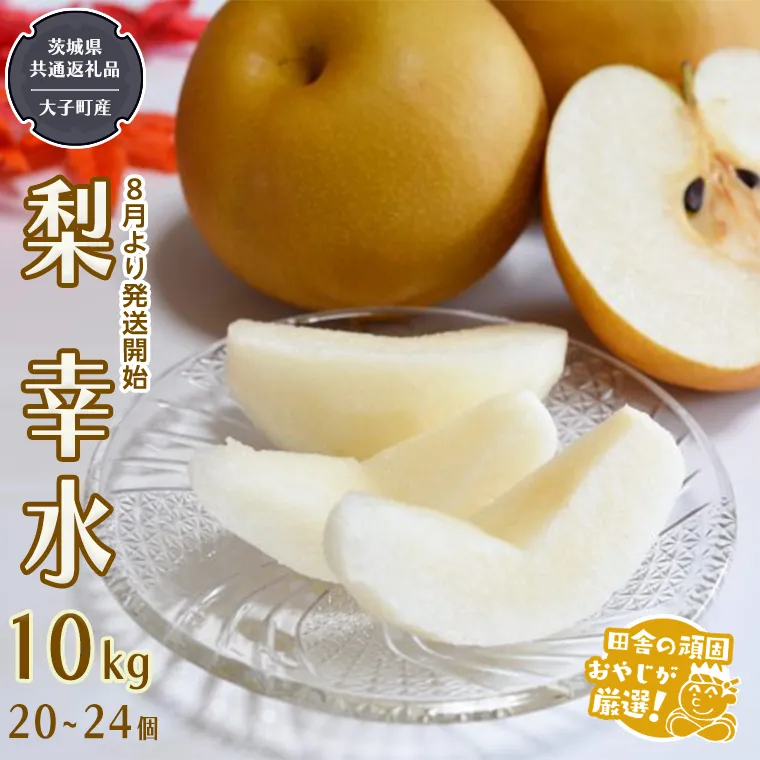 梨 幸水 10kg（20～24個 ）【2026年8月より発送開始】（茨城県共通返礼品 [梨]：大子町産）田舎の頑固おやじが厳選！ 梨 幸水 高糖度 ギフト 甘い フルーツ 美味しい デザート [BI303-NT]