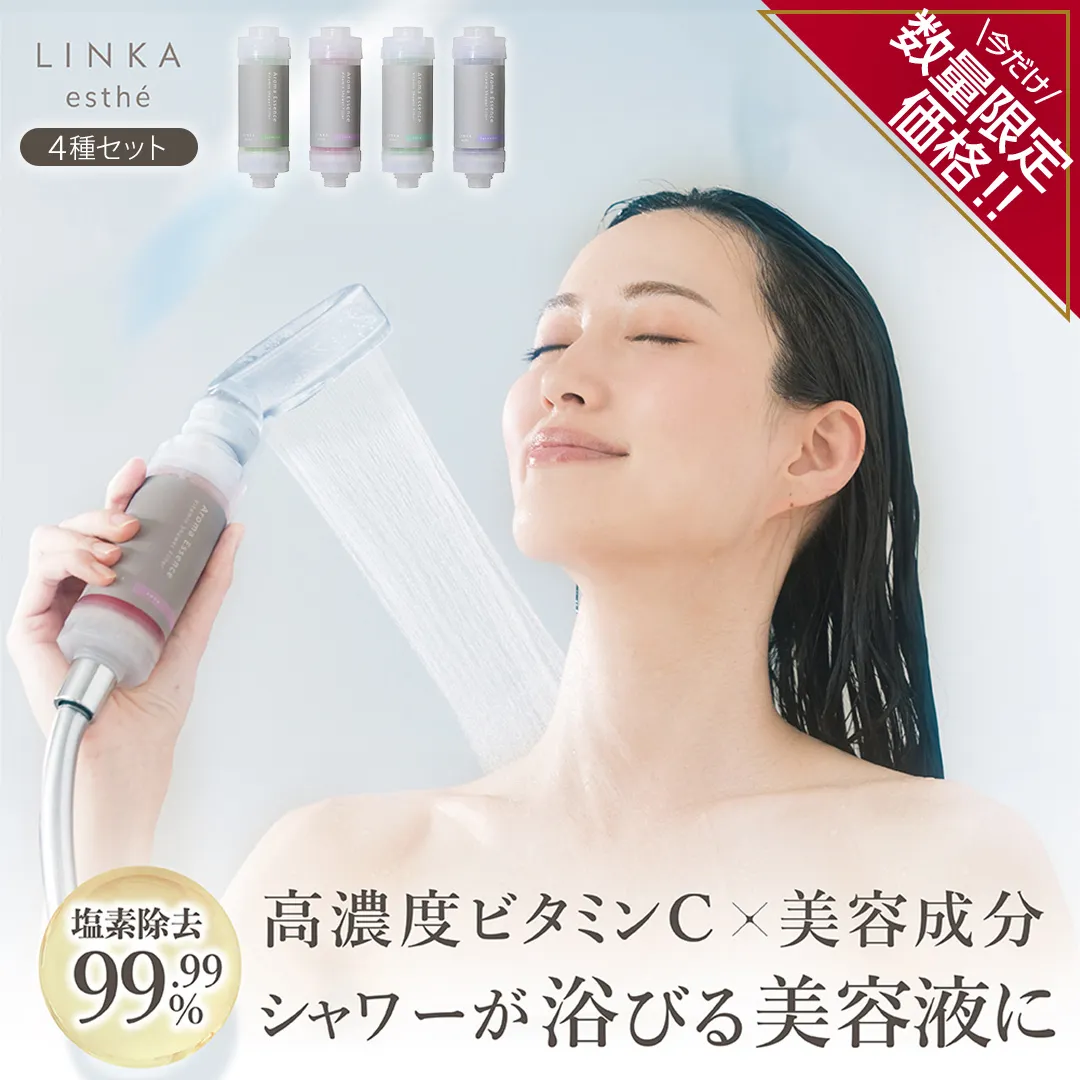 ＼ 数量限定価格！ ／ LINKA esthé アロマエッセンス ビタミンシャワーフィルター（4種セット） リンカ LINKA 美容 美容機器 シャワー お風呂 美容液 シャワーヘッド バスタイム 浄水器 リラックス アロマ [EV22-NT]