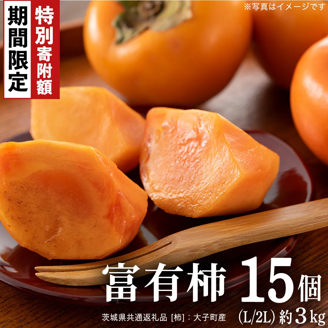 ＼ 12/31まで 期間限定 特別寄附金額! / 富有柿 15個 約3kg(L、2L)[11月より発送開始](茨城県共通返礼品 [柿]:大子町産) | 柿 かき [FC23-NT]