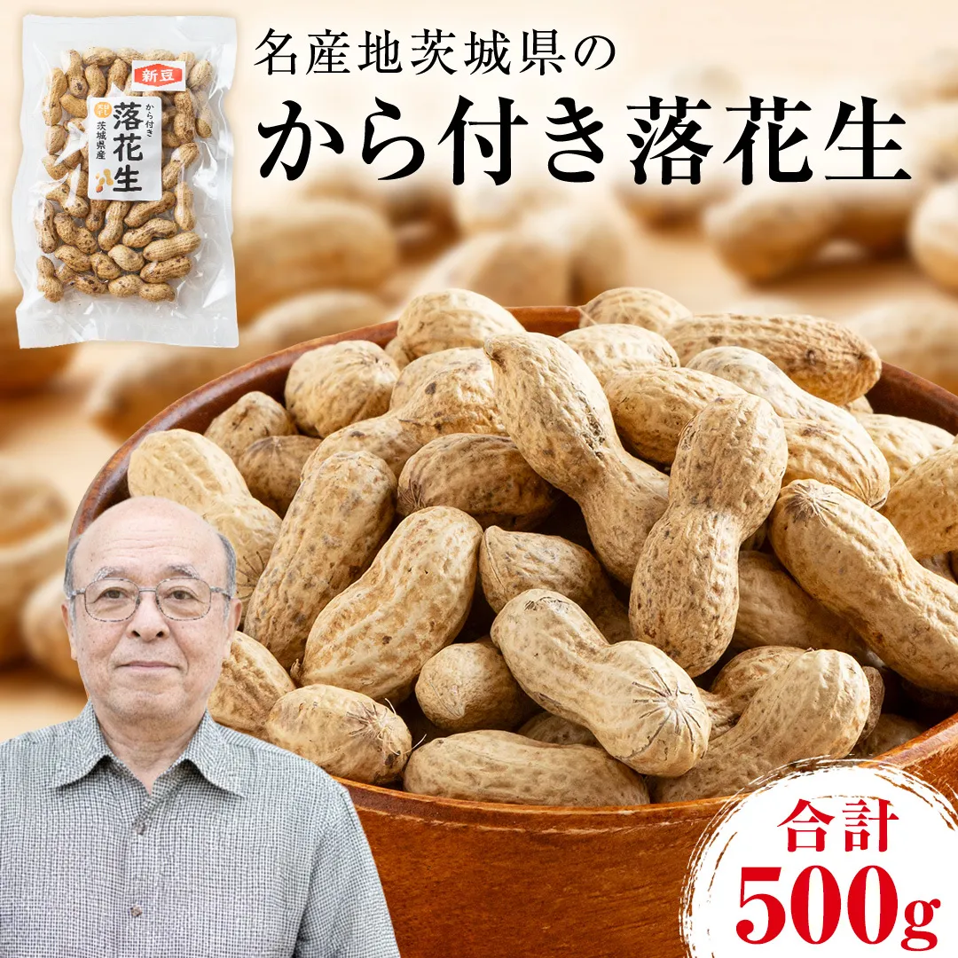 から付き落花生 500g （250g×2袋） 煎りざや落花生 おつまみ おやつ ピーナッツ 殻付き ナカテユタカ [EH21-NT]