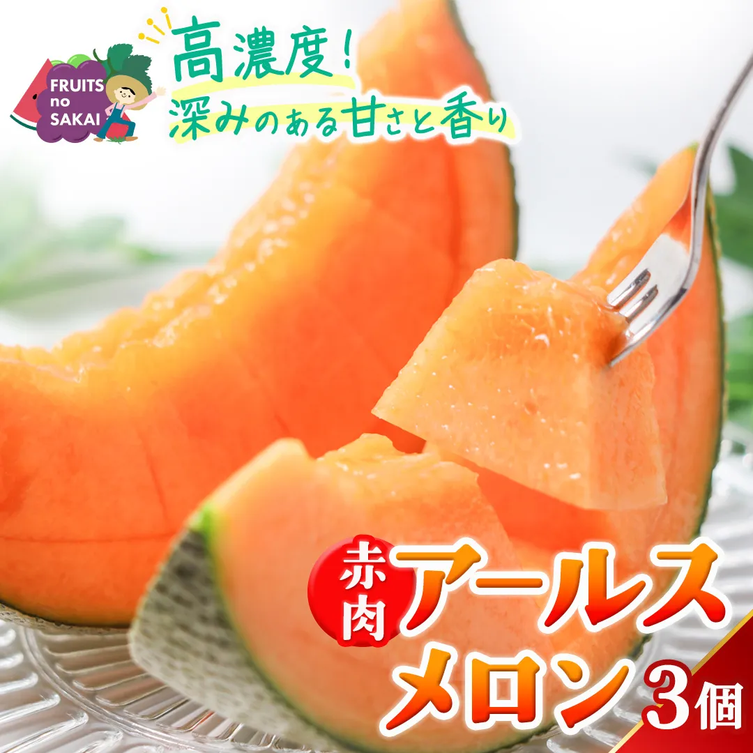 赤肉アールスメロン 3玉 アールスメロン 赤肉 高糖度 甘い フルーツ 誕生日 プレゼント ギフト 贈り物 父の日 母の日 3個 [FC32-NT]