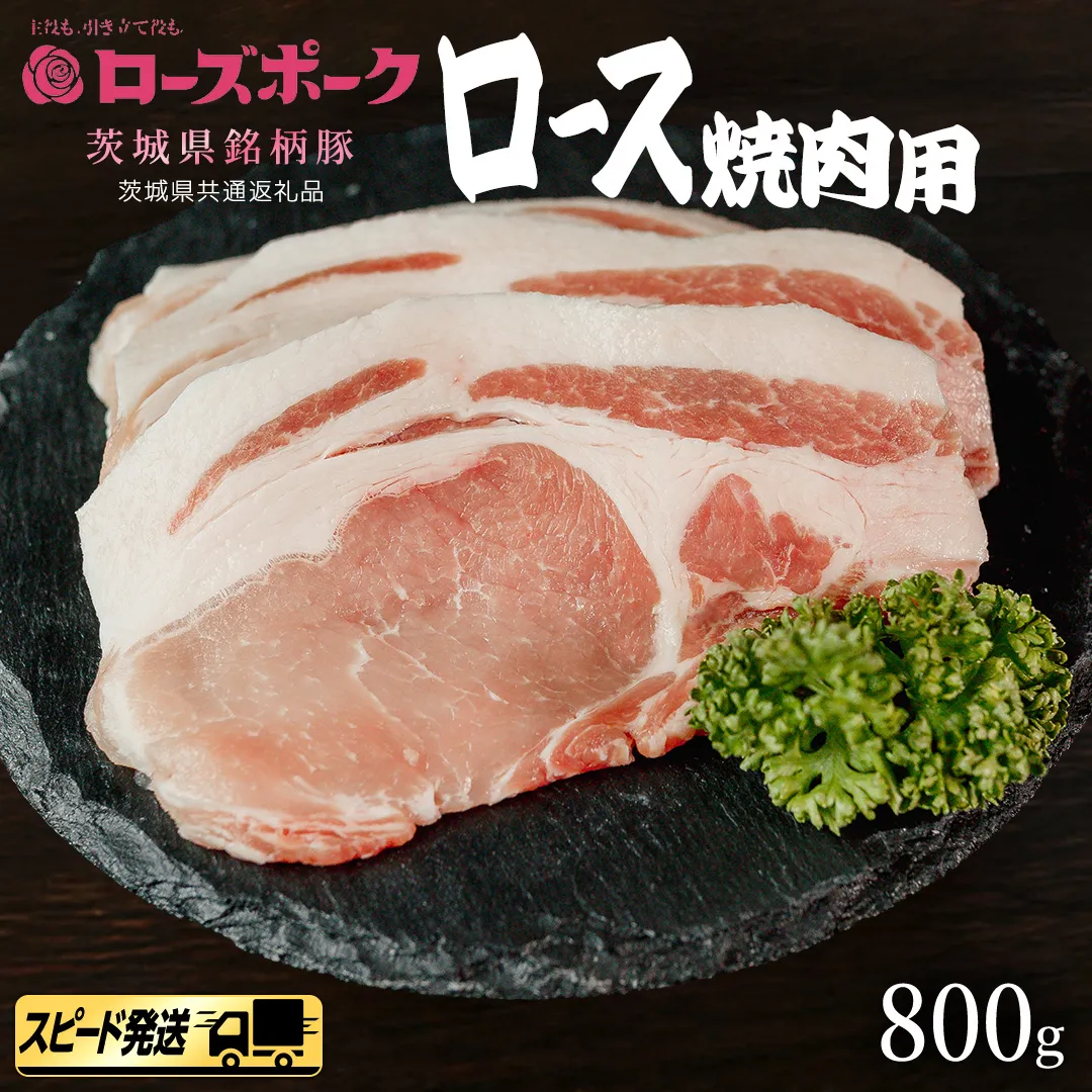 【 スピード 発送 】【 ローズポーク 】 豚 ロース 焼肉 用 800g (茨城県共通返礼品) 肉 お肉 豚肉 国産豚 国産 銘柄豚 ブランド豚 豚ロース 焼肉 BBQ 冷凍肉 [AI21-NT]