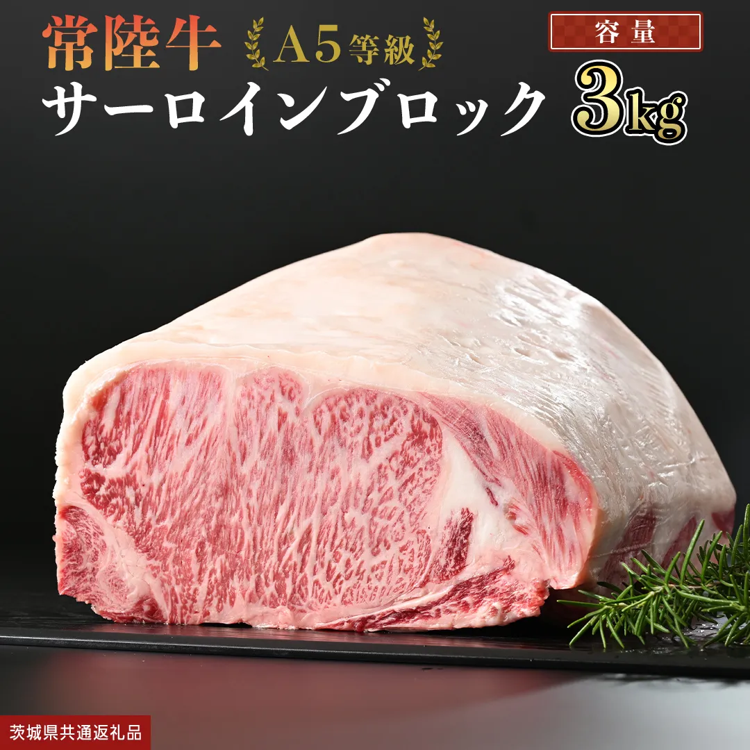 【 常陸牛 】 A5等級 サーロイン ブロック 3kg  (茨城県共通返礼品) 国産 ステーキ 焼き肉 ブロック肉 牛肉 やきにく ヒタチギュウ ひたちぎゅう ブランド牛肉 ブランド牛 国産牛 黒毛和牛 和牛 国産黒毛和牛 お肉 A5ランク [BX118-NT]