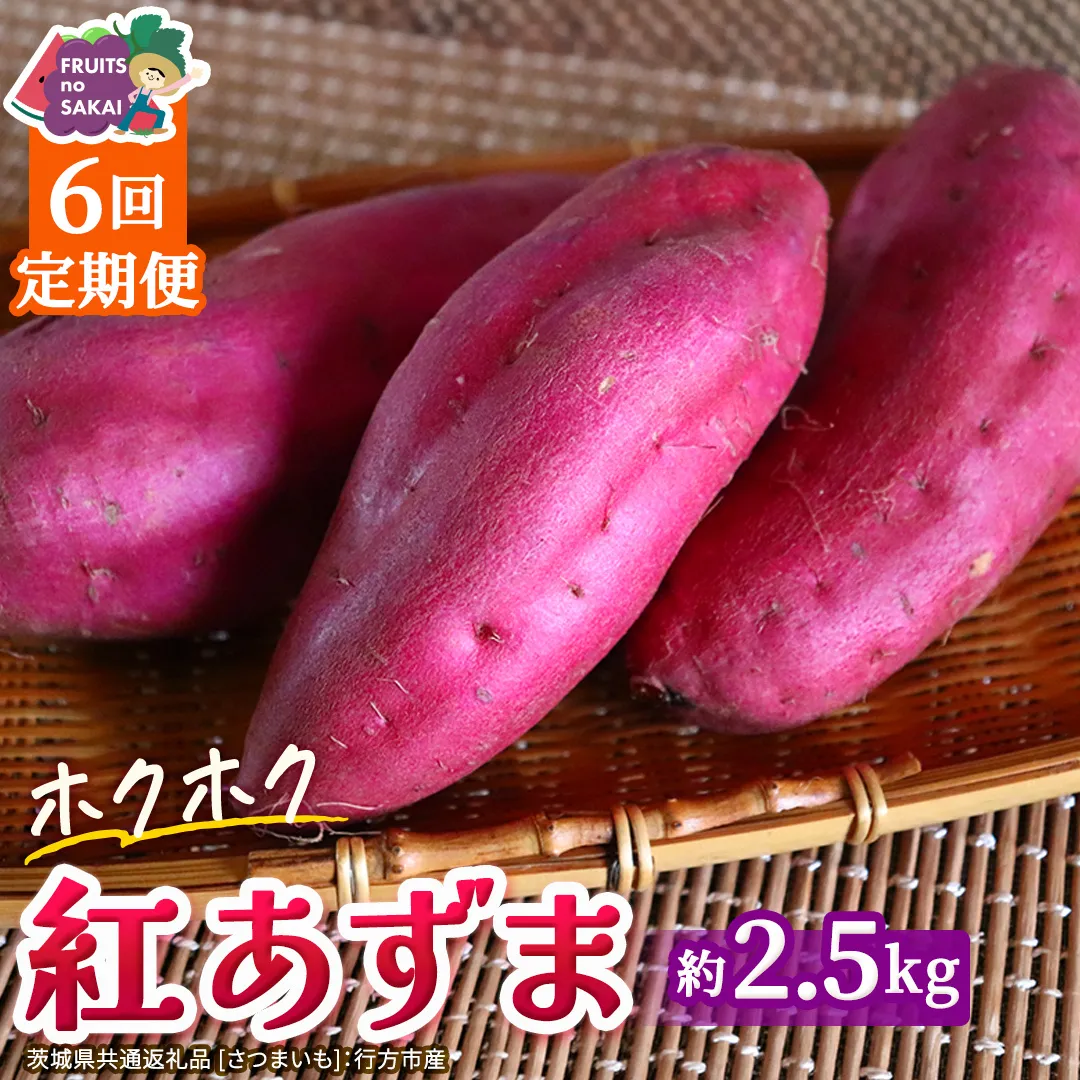 紅あずま 約2.5kg （6回 定期便 ）（茨城県共通返礼品 [さつまいも]：行方市産） 6か月定期便 定期便 さつまいも サツマイモ べにあずま 芋 いも 野菜 根菜  茨城県産 お取り寄せ 野菜 根菜 いも [FC88-NT]