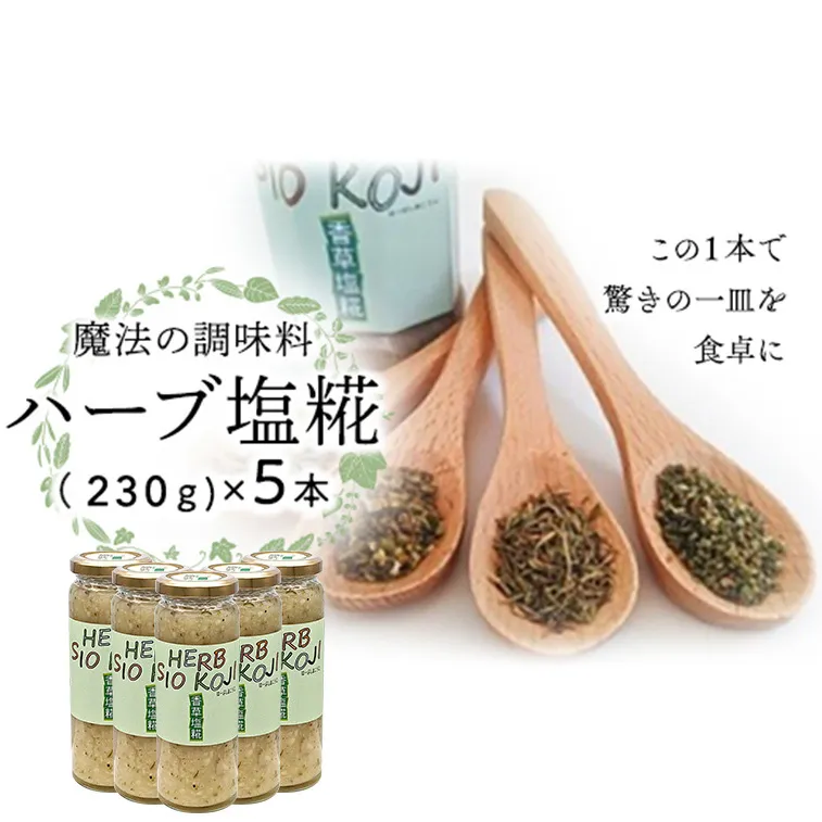 魔法の調味料 【 ハーブ塩糀 】× 5本 塩糀 塩麹 塩こうじ 麹 ハーブ 料理 調味料 発酵 農創 [AC11-NT]