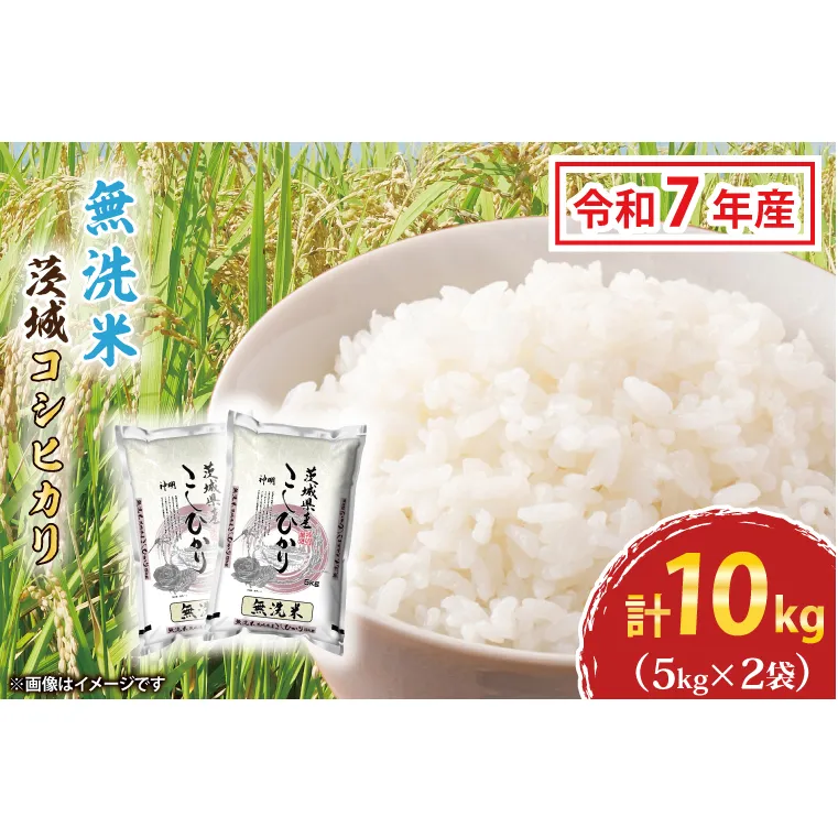 令和7年産 無洗米 茨城 コシヒカリ 10kg (5kg×２袋) 新米 米 お米 おこめ 白米 ライス ご飯 精米 こしひかり 国産 茨城県産