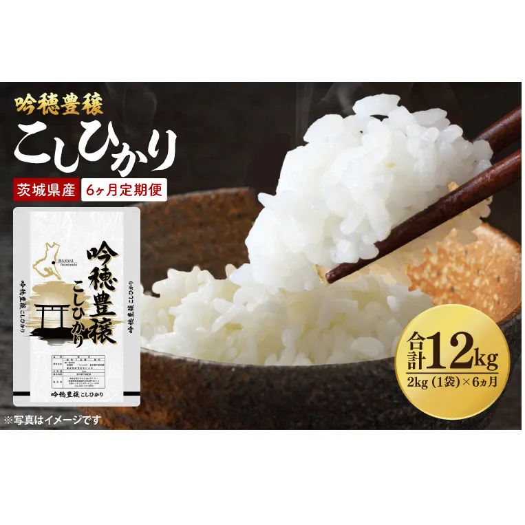 【6ヵ月定期便】 ＜令和7年産＞ 新米 吟穂豊穣こしひかり 2kg ×6ヵ月 精米 コシヒカリ こしひかり 米 ごはん コメ お米 白米 国産 茨城県産