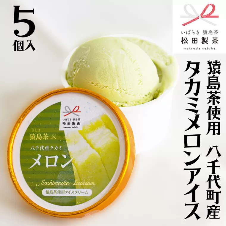 猿島茶使用 八千代町産 タカミメロン アイス 5個入 ふるさと納税 10000円 アイスクリーム あいす ギフト スイーツ お菓子 お祝い 詰合せ [AF061ya]