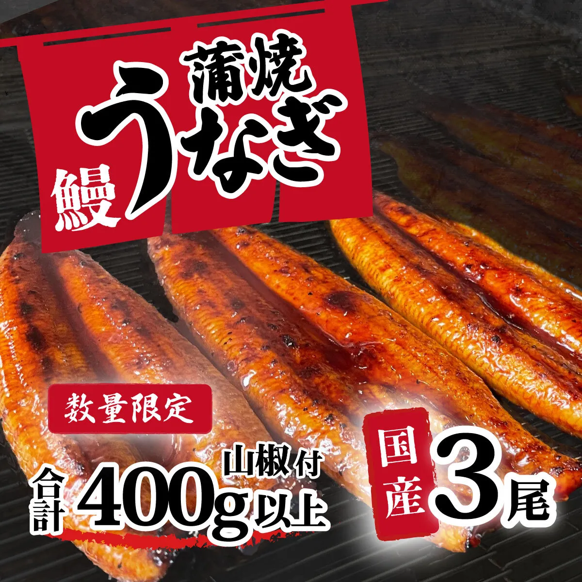 【数量限定】【 訳アリ 】国産うなぎ 蒲焼き 3尾 セット ( 400g ) 大きさ の不揃い 山椒付き ウナギ 鰻 ふぞろい 不揃い うな重 ひつまぶし 人気 茨城 八千代町 ふるさと納税 冷凍 [SF751ya]