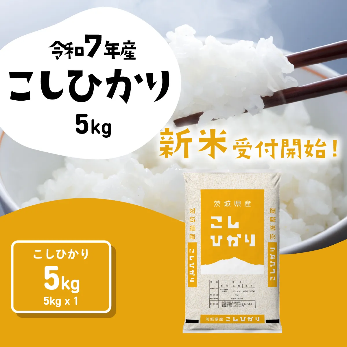【12月発送】コシヒカリ 5kg (5kgx1袋) 令和7年産 茨城県産 こしひかり 白米 精米 茨城県 八千代町 お米 米 [SF294yai]