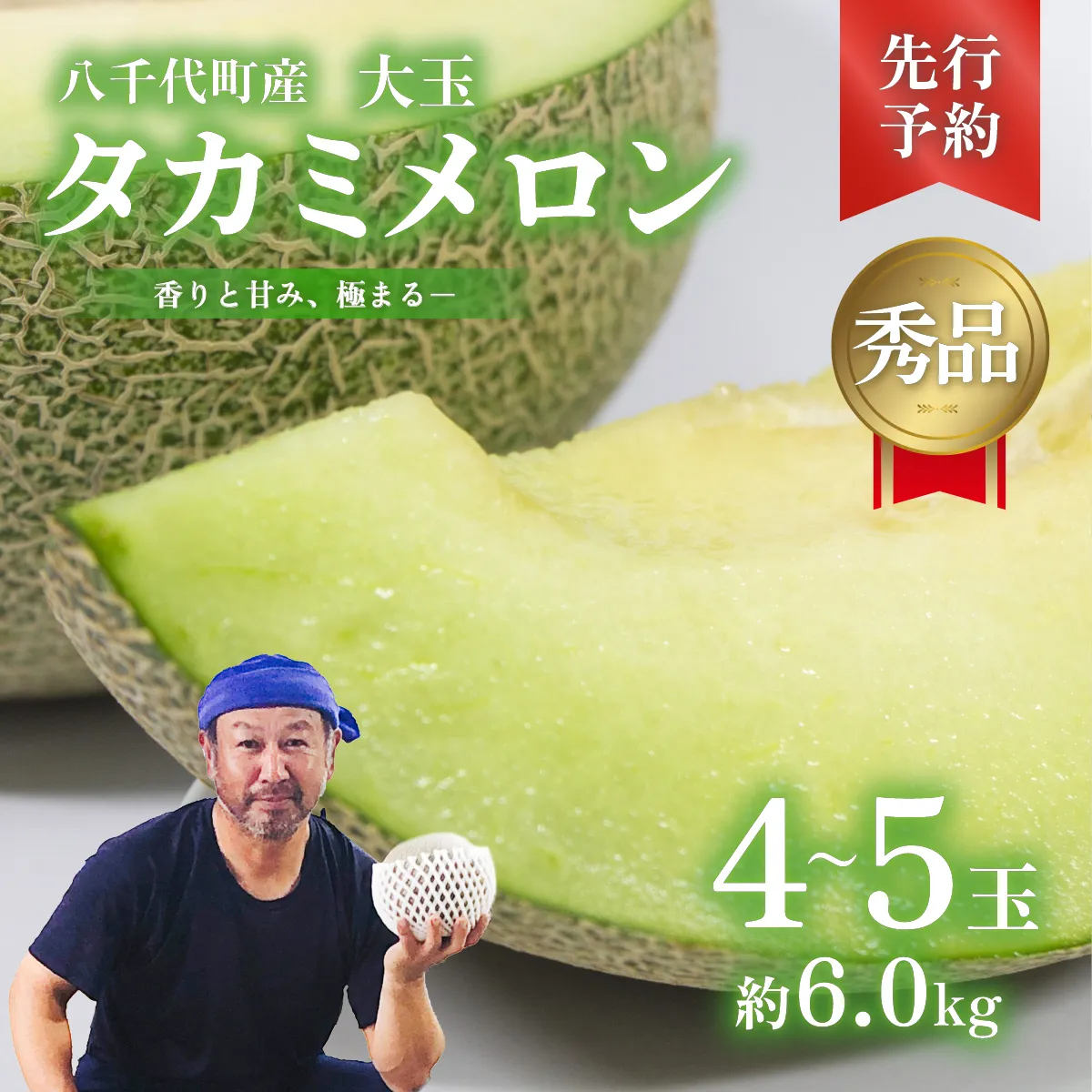 【 先行予約 2027年6月上旬以降発送】 令和9年産 八千代町産 タカミメロン 秀品 4～5玉 約6kg 期間限定 産地直送 果物 フルーツ メロン 甘い 人気 タカミ 貴味 [AX063ya]