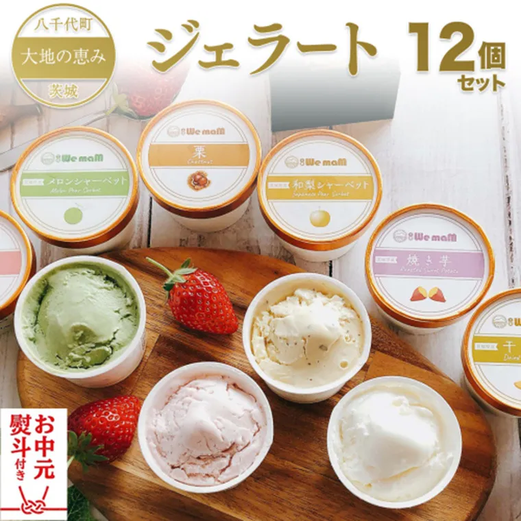 【お中元熨斗付き】八千代町 大地の恵み ジェラート 12個 セット アイス ソルベ スイーツ デザート 詰め合わせ 詰合せ ふるさと納税 10000円 特製 [AU092yac]