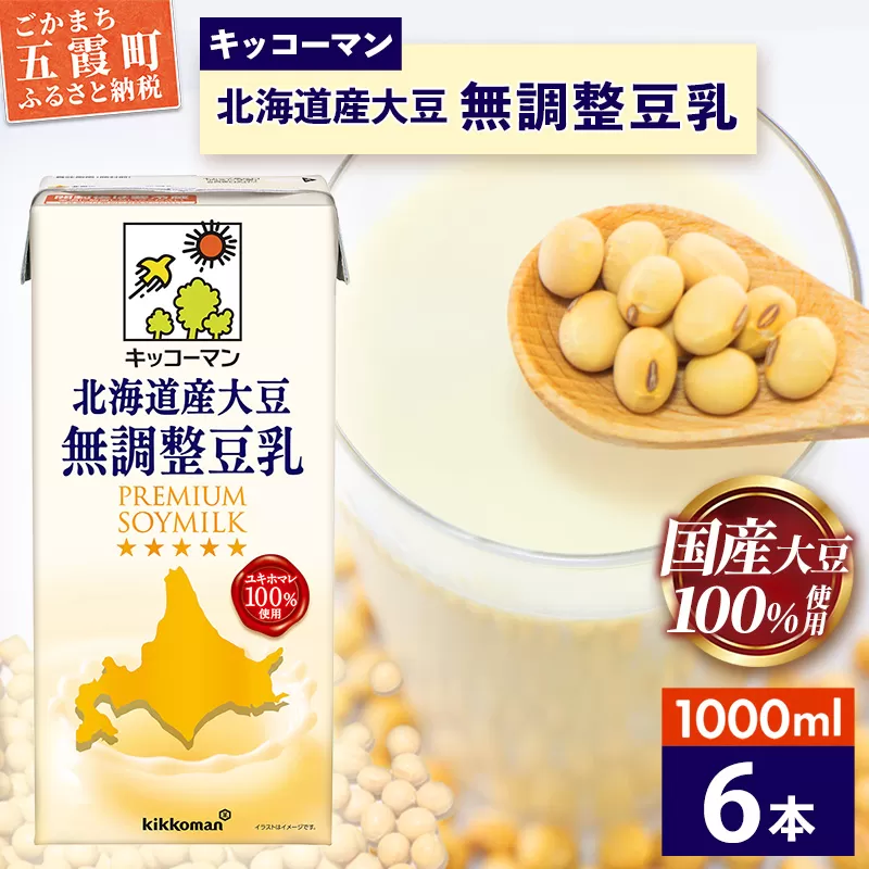 【合計1000ml×6本】国産 北海道産大豆 無調整豆乳 1000ml ／ 飲料 キッコーマン 健康 無調整 豆乳飲料 大豆 ソイミルク パック セット 茨城県 五霞町