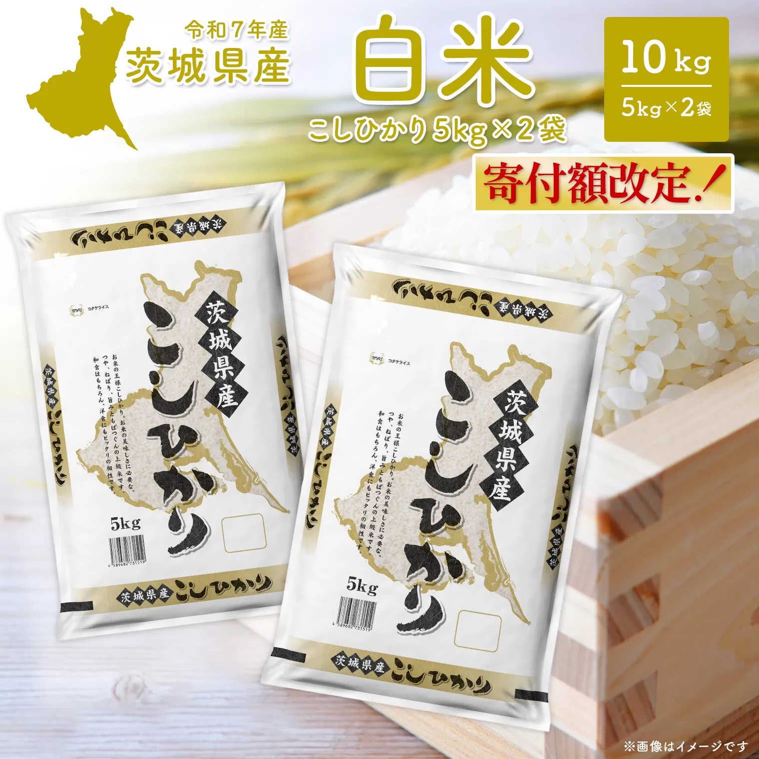 こしひかり 10kg (5kg×2袋)〈令和8年3月内発送〉【令和7年産/白米】茨城県産 米 小分け 2025年産 コシヒカリ K2654