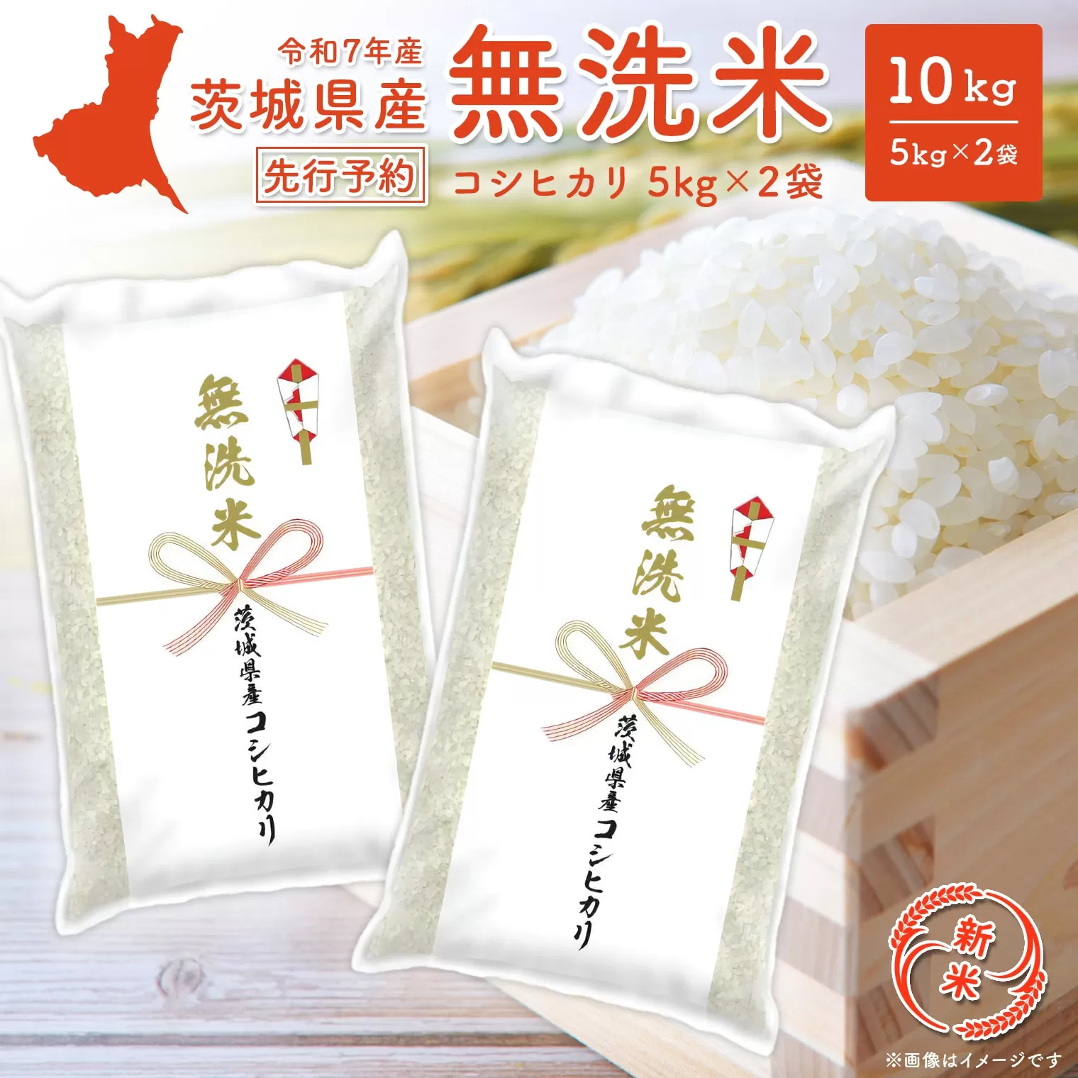 【新米先行予約!!】 令和7年産【無洗米】茨城県産 コシヒカリ 10kg (5kg×2袋) ＜令和7年9月内発送＞ 新米 米 無洗米 小分け K2454
