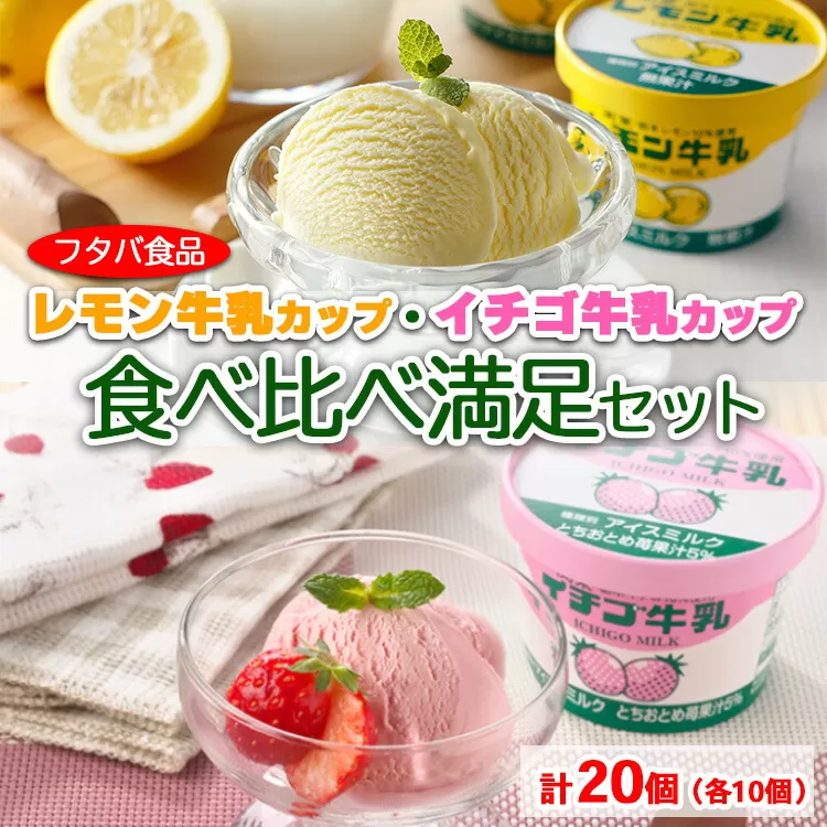数量限定　レモン牛乳カップ・イチゴ牛乳カップ食べ比べ満足セット　計20個（各10個）｜アイス デザート　※着日指定不可　※離島への配送不可