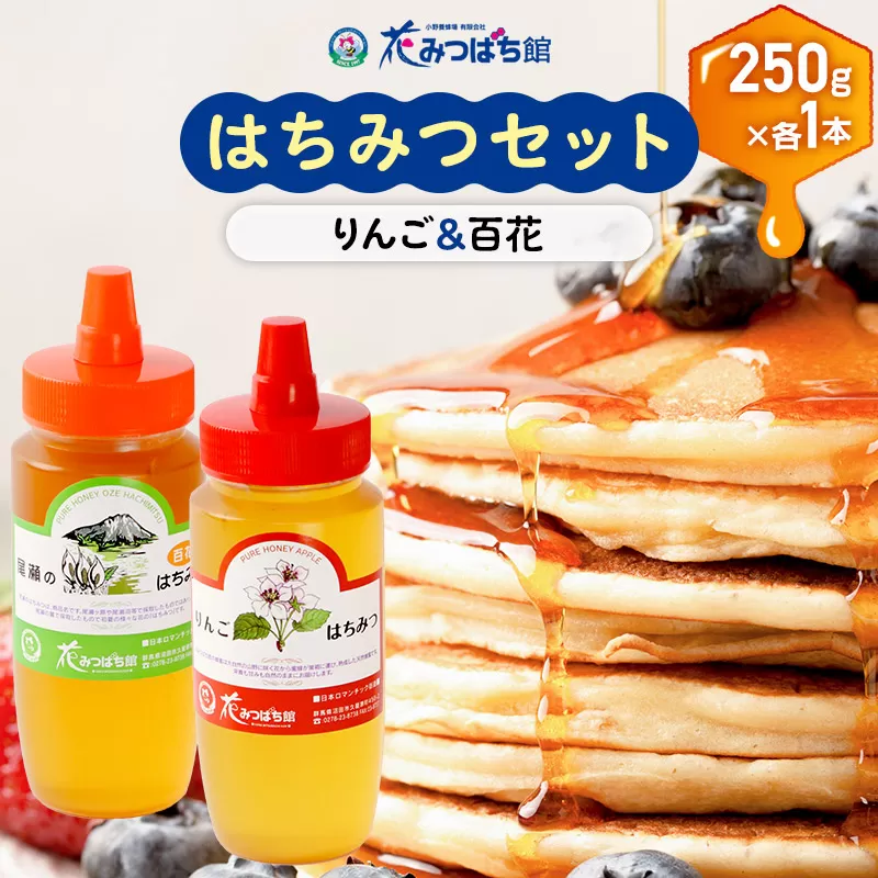 りんご・尾瀬のはちみつ（百花）セット 各250g 花みつばち館 群馬県沼田市