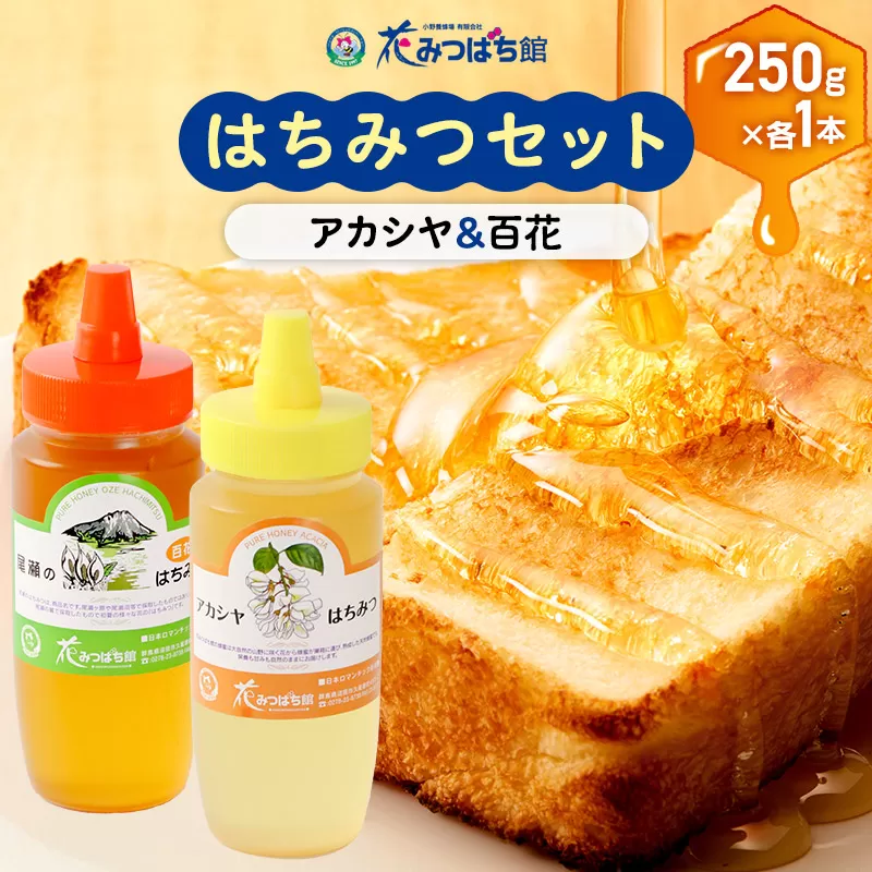 アカシヤ・尾瀬のはちみつ（百花）セット 各250g 花みつばち館 群馬県沼田市