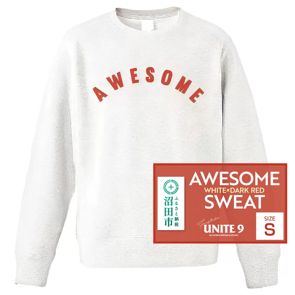 AWESOME SWEAT WHITE×DARK RED ／ S FUN工房UNITE9