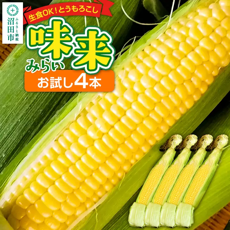 《7月中旬〜9月中旬発送》とうもろこし 味来 お試しセット（4本）