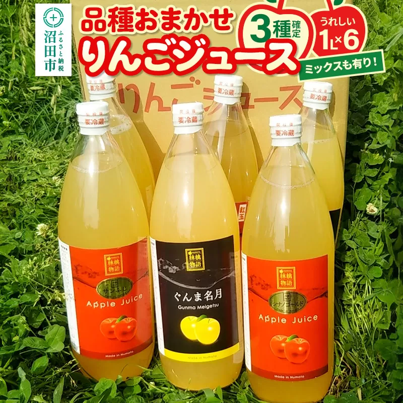 《3種確定》果樹園マンサーナ りんごジュース おまかせ1L×6本セット 群馬県沼田市
