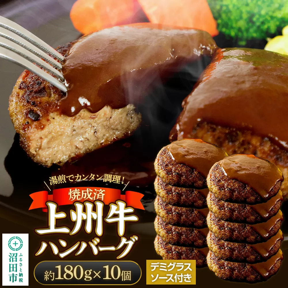 CAS印 上州牛ハンバーグ（デミグラスソース別添）約180g×10 株式会社沼田魚菜市場仲卸