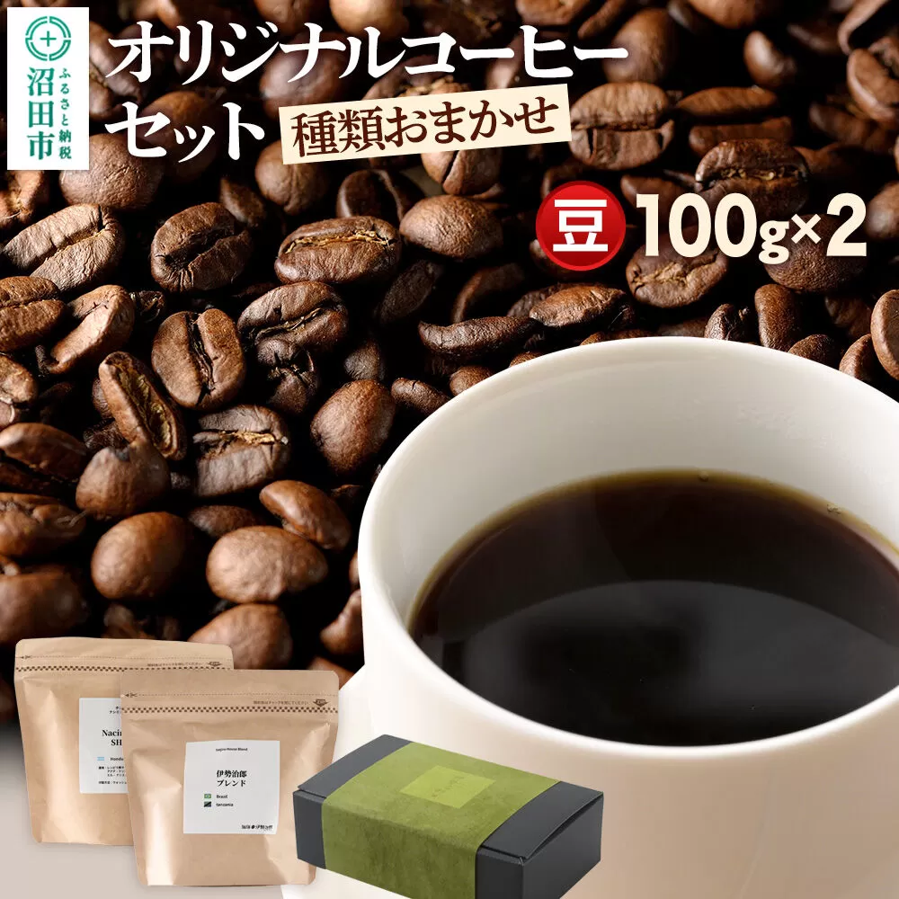 オリジナルコーヒーセット（豆）100g×2個 [コーヒー 珈琲 coffee オリジナルコーヒー 自家焙煎 豆 飲料 ドリンク 珈琲 伊勢治郎 沼田市] 群馬県沼田市
