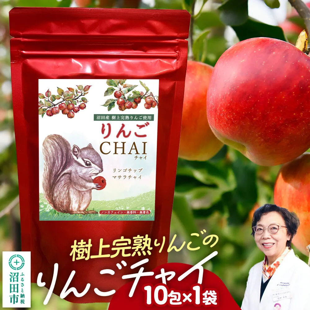 りんごチャイ 3g×10包 1袋 タグひも付きティーバッグタイプ [林檎 りんご リンゴ はとむぎ ハトムギ あっさむ アッサム しなもん シナモン 生姜 ジンジャー スパイス ちゃい] 群馬県沼田市