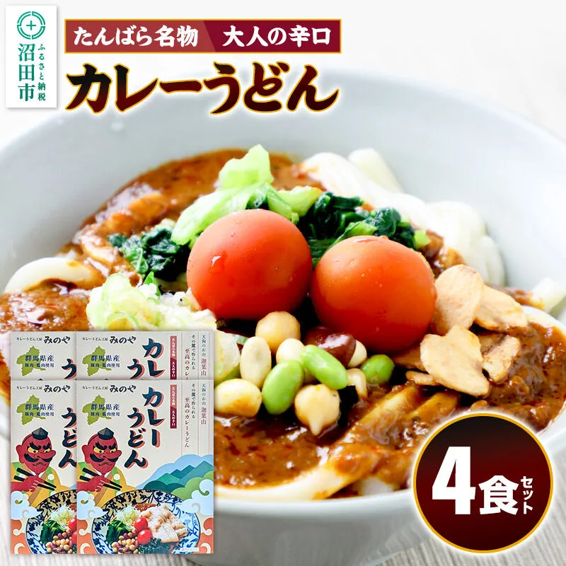 みのや 大人の辛口カレーうどん 4食セット ホットパック冷凍品 群馬県沼田市