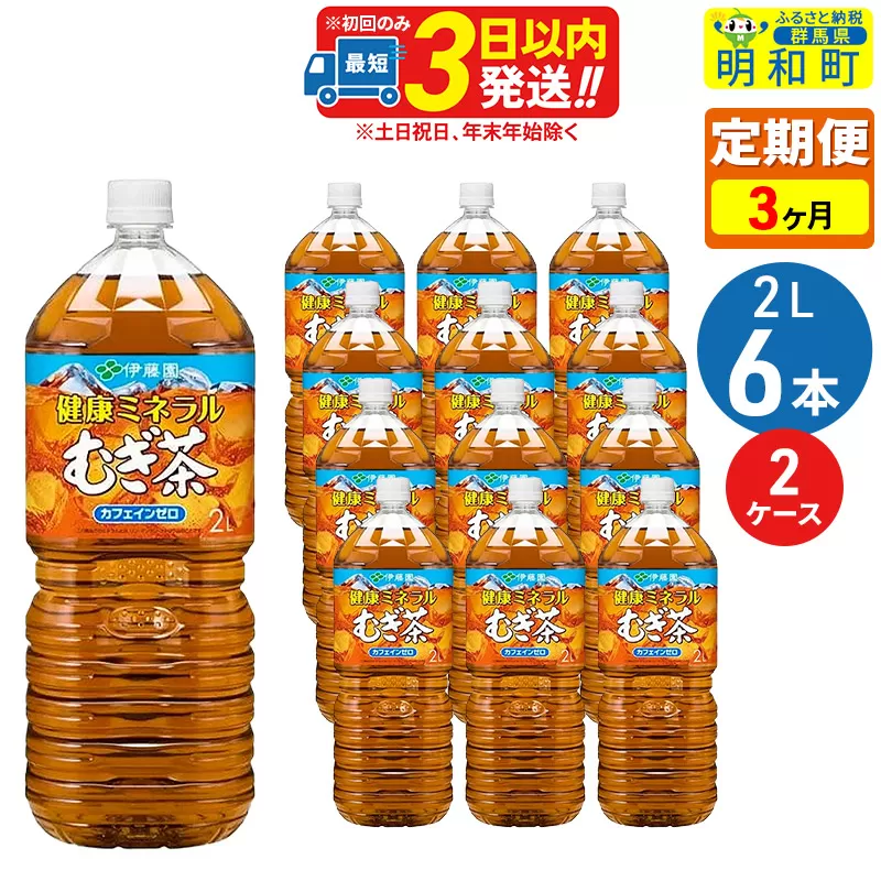 《定期便3ヶ月》健康ミネラルむぎ茶2L×6本【2ケース】