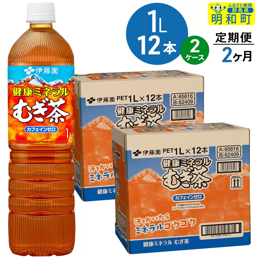 《定期便2ヶ月》健康ミネラルむぎ茶 伊藤園 ＜1L×12本＞【2ケース】