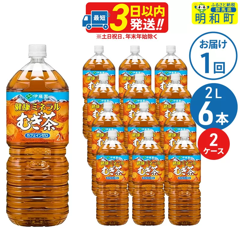 健康ミネラルむぎ茶 ＜2L×6本＞【2ケース】伊藤園