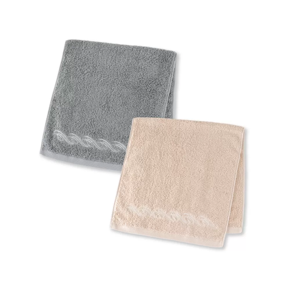 【1秒タオル】プレジール フェイスタオル2枚セット (ベージュ,ブルーグレー)