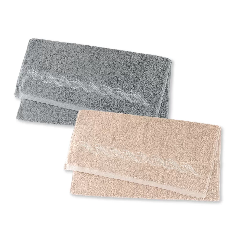 【1秒タオル】プレジール バスタオル2枚セット(ベージュ,ブルーグレー)