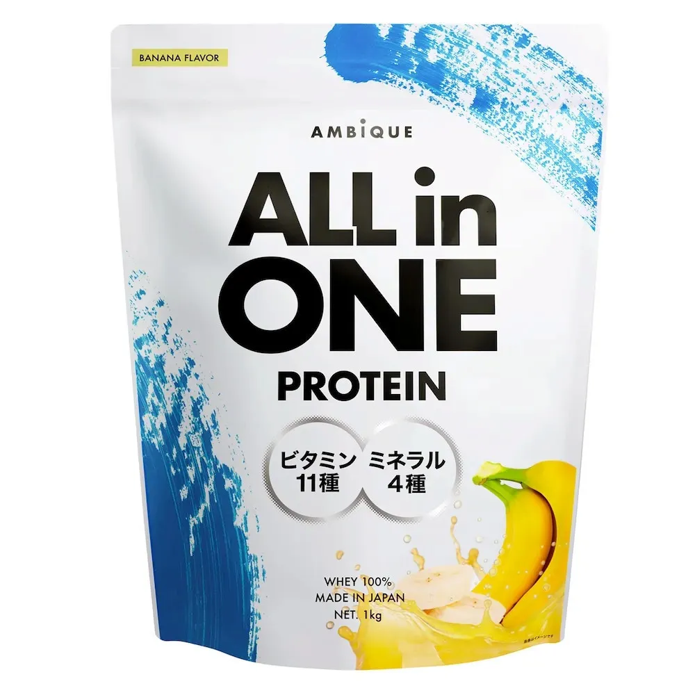【バナナ風味】AMBiQUE オールインワンプロテイン (1kg×12袋)