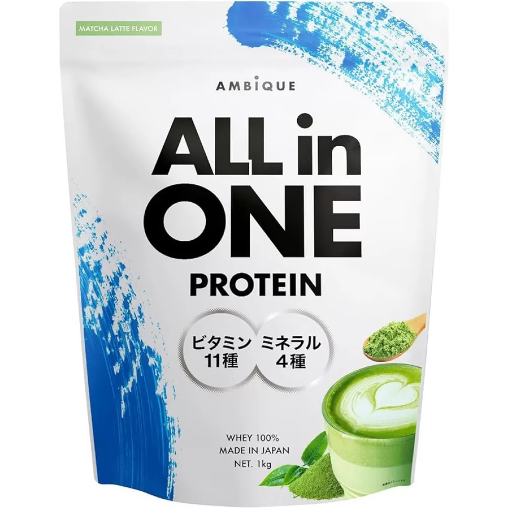 【抹茶ラテ風味】AMBiQUE オールインワンプロテイン (1kg×2袋)